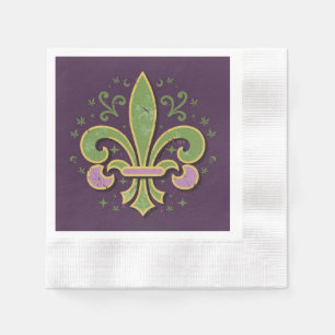 Serviette En Papier Nouvelle-Orléans fleur de lis vert et violet