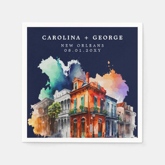 Serviette En Papier Nouvelle-Orléans Nola Louisiana - Mariage d'aquare (Devant)