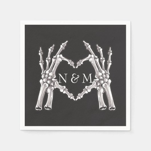 Serviette En Papier NOVA Halloween Skeleton Mariage des mains du coeur (Devant)