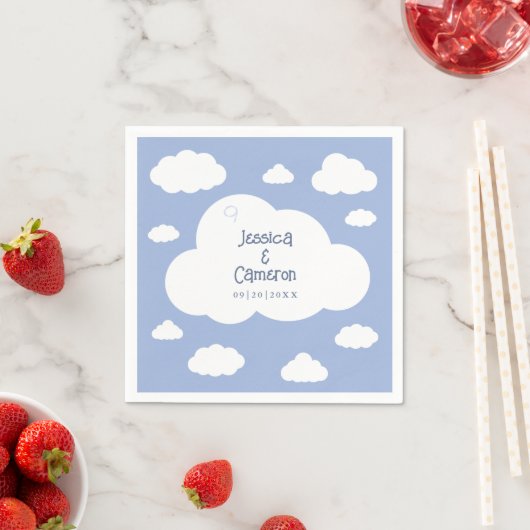 Serviette En Papier Nuage Neuf 9 Cute Whimsical Wedimsical Party Perso (En situation)