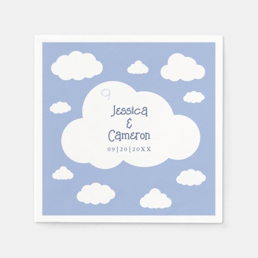 Serviette En Papier Nuage Neuf 9 Cute Whimsical Wedimsical Party Perso (Devant)