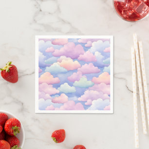Serviette En Papier Nuages aquarelles jolis