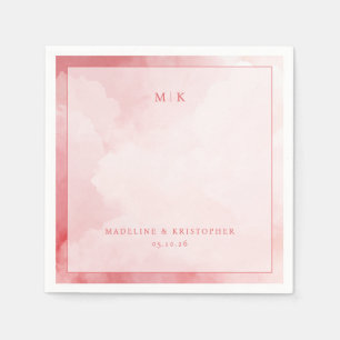 Serviette En Papier Nuages aquarelles roses romantiques