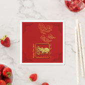 Serviette En Papier Nuages Auspicious Nouvel An chinois OX 2021 PN (En situation)