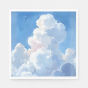 Serviette En Papier Nuages Blancs Beau Ciel Bleu Aquarelle