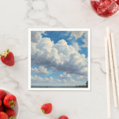 Serviette En Papier Nuages blancs et ciel bleu clair (En situation)