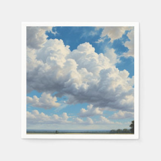 Serviette En Papier Nuages blancs et ciel bleu clair
