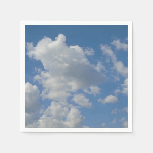 Serviette En Papier Nuages blancs/gris et Napkin bleu ciel (Devant)