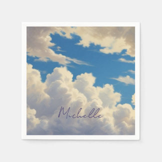 Serviette En Papier Nuages Blue Sky Plaque Moderne Nom propre Calligra