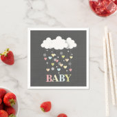 Serviette En Papier Nuages + Coeurs Baby shower neutre (En situation)