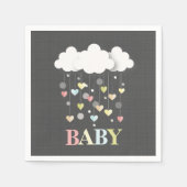 Serviette En Papier Nuages + Coeurs Baby shower neutre (Devant)