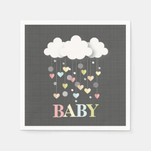Serviette En Papier Nuages + Coeurs Baby shower neutre