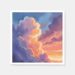 Serviette En Papier Nuages de coucher de soleil Peinture de ciel à l