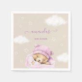 Serviette En Papier Nuages d'ours bébé fille douche (Devant)