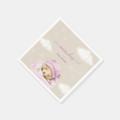 Serviette En Papier Nuages d'ours bébé fille douche (Coin)