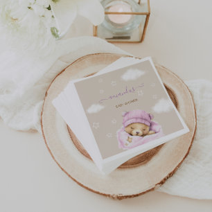 Serviette En Papier Nuages d'ours bébé fille douche