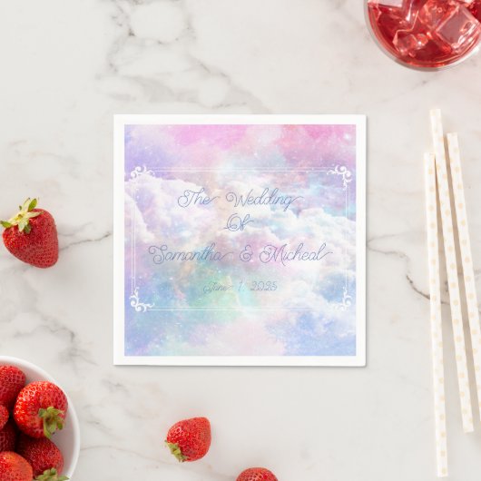 Serviette En Papier Nuages et étoiles de rêve Mariage (En situation)