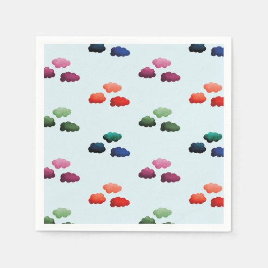 Serviette En Papier Nuages multicolores à l'aquarelle (Devant)