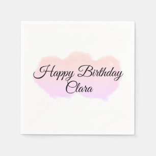 Serviette En Papier Nuages rose orange pastel heureux anniversaire mod