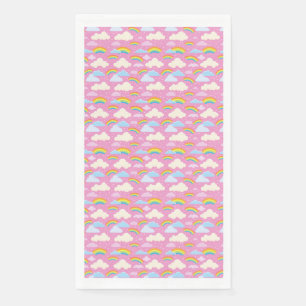 Serviette En Papier Nuages roses colorés et arcs-en-ciel