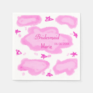 Serviette En Papier nuages roses pastel stars bridesmaid girly moderne