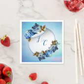 Serviette En Papier Nuances d'aquarelle bleue Hydrangeas (En situation)