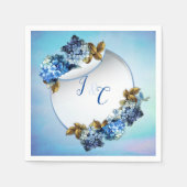 Serviette En Papier Nuances d'aquarelle bleue Hydrangeas (Devant)