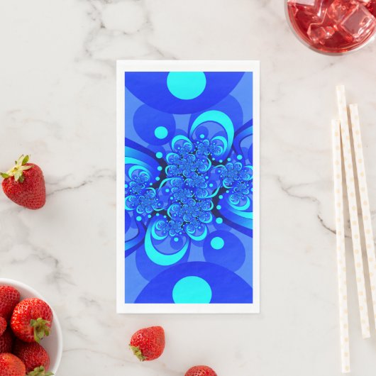 Serviette En Papier Nuances de bleu moderne art fractal Abstrait (En situation)
