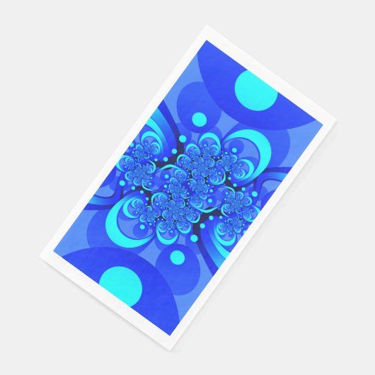 Serviette En Papier Nuances de bleu moderne art fractal Abstrait (Coin)
