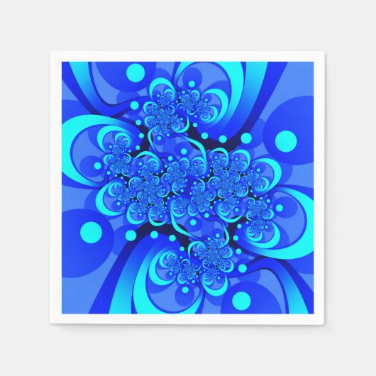 Serviette En Papier Nuances de bleu moderne art fractal Abstrait (Devant)