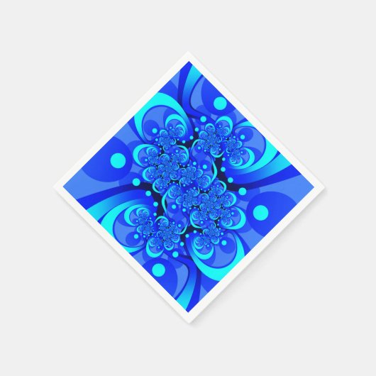 Serviette En Papier Nuances de bleu moderne art fractal Abstrait (Coin)