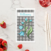 Serviette En Papier Nuances de gris et de blanc monogramme de la fleur (En situation)