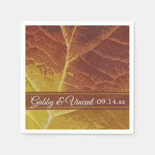 Serviette En Papier Nuances de Mariage feuille d'automne (Devant)