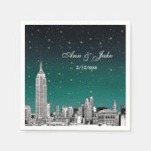 Serviette En Papier Nuances Skyline NYC ajustées du Mariage étoilé Tur (Devant)