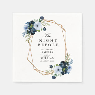 Serviette En Papier nuit à fleurs bleues avant la répétition mariage