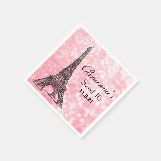 Serviette En Papier Nuit à Paris Parties scintillant Sweet 16 Custom N (Coin)