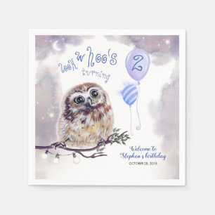 Serviette En Papier Nuit Bleue Petite Chouette Anniversaire