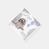 Serviette En Papier Nuit Bleue Petite Chouette Anniversaire (Coin)
