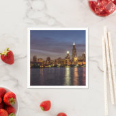 Serviette En Papier Nuit Cityscape de Chicago (En situation)