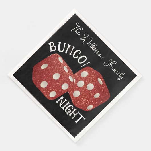 Serviette En Papier Nuit de Bunco Dice Rouge rétro noir (Coin)