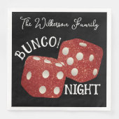 Serviette En Papier Nuit de Bunco Dice Rouge rétro noir (Devant)