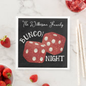 Serviette En Papier Nuit de Bunco Dice Rouge rétro noir (En situation)