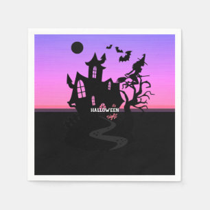 Serviette En Papier Nuit de Halloween Sunset Sorcière et Chauves-souri