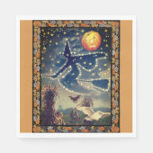 Serviette En Papier Nuit d'Halloween étoilée (Devant)