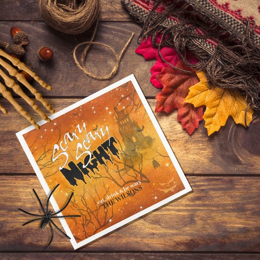 Serviette En Papier Nuit effrayante Halloween Orange ID946