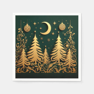 Serviette En Papier Nuit Enchantée – Motif d'Arbre de Noël au Clair de