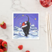 Serviette En Papier Nuit étoile Noir Chat Noël (En situation)