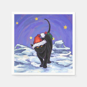 Serviette En Papier Nuit étoile Noir Chat Noël