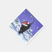 Serviette En Papier Nuit étoile Noir Chat Noël (Coin)