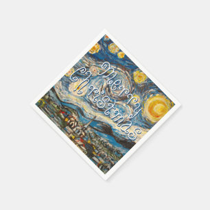 Serviette En Papier Nuit étoilée de Joyeux Noël après Van Gogh
